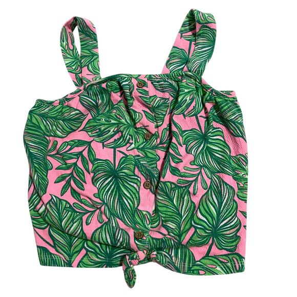 Tommy Bahama Sleeveless Top Kids Size 10–12 Green Pink Leaf Print - Picture 1 of 5